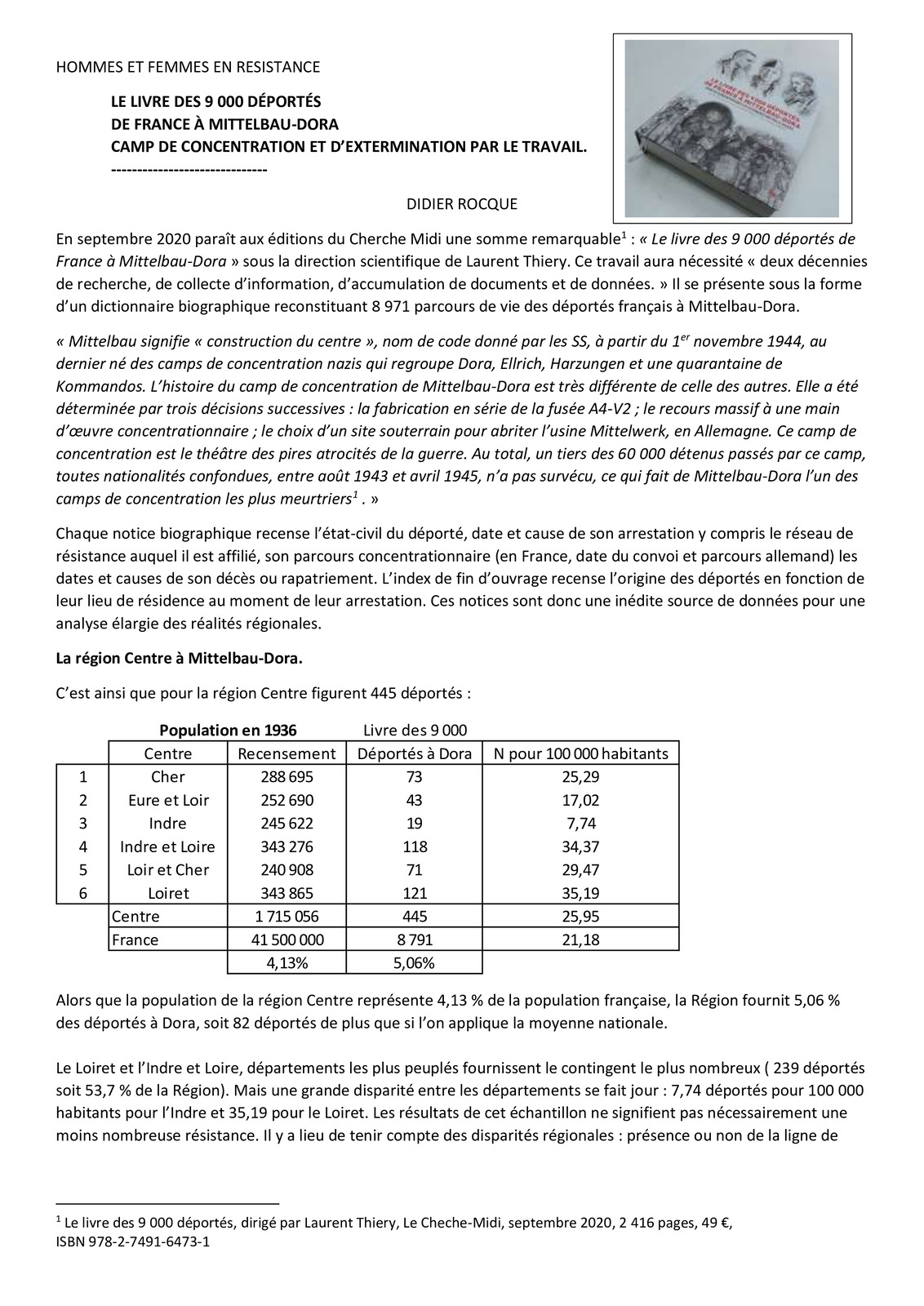 Le livre des 9 000 déportés de France à Mittelbau-Dora camp de concentration et d’extermination par le travail