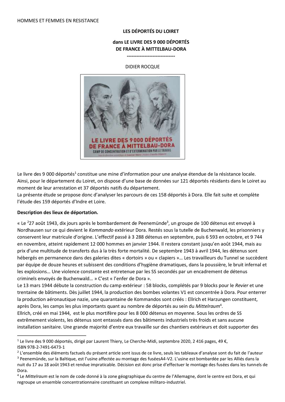 Les déportés du Loiret dans le livre des 9 000 déportés de France à Mittelbau-Dora